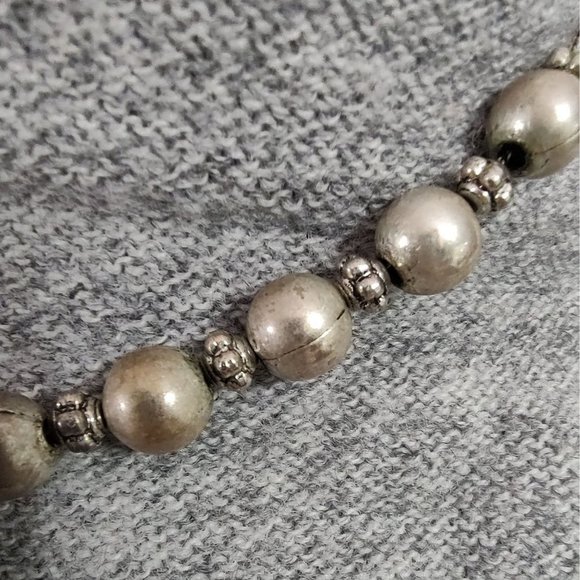 Stunning Silver Toned Wire and Beads Ornate Choker Earring Set Bisou Bisou - Picture 4 of 8